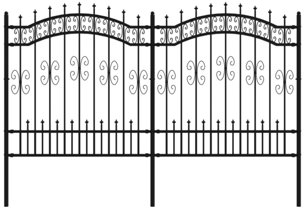 vidaXL Gartenzaun mit Speerspitze Schwarz 240 x 125 cm Pulverbeschichteter Stahl 151086