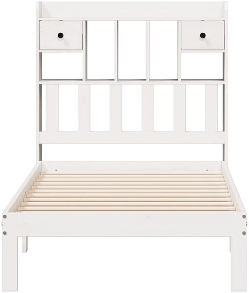 vidaXL Massivholzbett mit Regal ohne Matratze Weiß 90x200 cm Kiefer 3322596 Bild 4