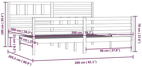 vidaXL Massivholzbett Grau 200x200 cm [3101110] Bild 9