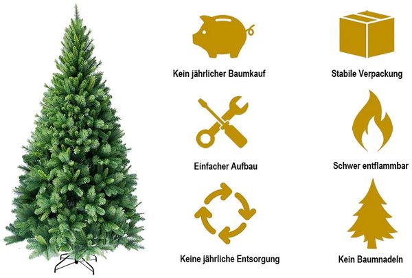 HXT 1101 150 cm künstlicher Weihnachtsbaum inklusive Metallständer, exklusiv & hochwertig, schwer entflammbar