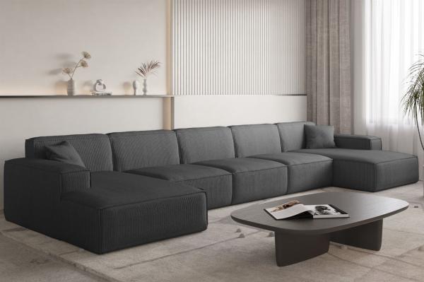 Wohnlandschaft Sofa U-Form CELES PREMIUM XL in Stoff Scala Anthrazit