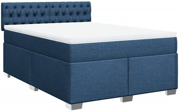 vidaXL Boxspringbett mit Matratze, Holzwerkstoff blau, 140x200 cm Bild 3
