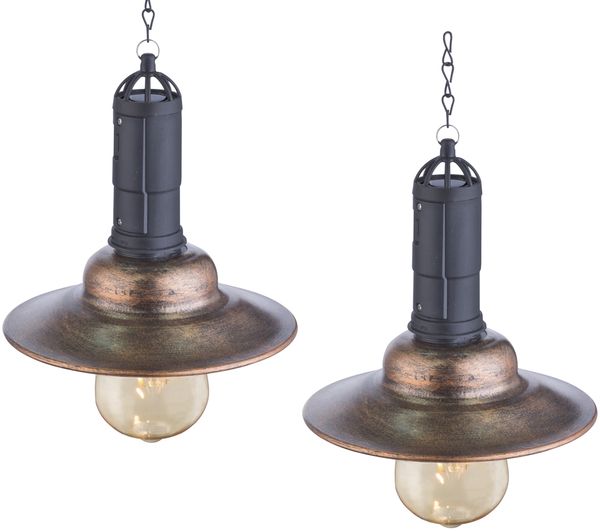 2er SET -Solarbetriebene LED Hängeleuchten Industrie Look & Shabby Chic Anstrich Bild 2