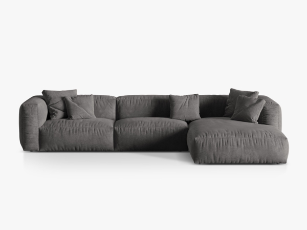 Micadoni Ecksofa Martina 3-Sitzer Rechts Samt Grau