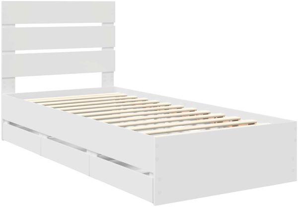 vidaXL Bettrahmen mit Schubladen Weiß 90 x 190 cm Ingenieurs Holz 3411863 Bild 4