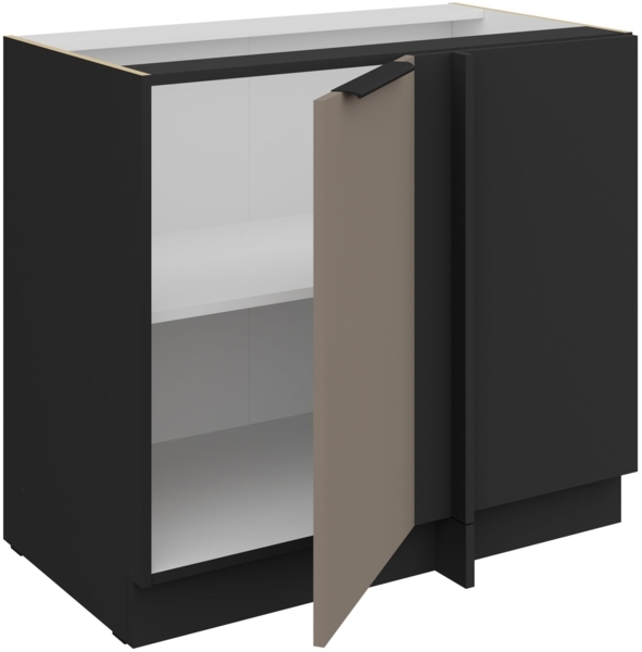 Küchen Eckunterschrank 105 cm Küche ARIA Sandgrau ultra matt + Schwarz matt, hochwertige Fronten mit Anti Fingerprint Beschichtung Küchenzeile Küchenblock Bild 3