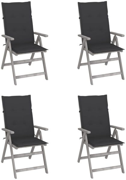 vidaXL Hochlehner Verstellbar 4 Stk. mit Auflagen Massivholz Akazie 3065377