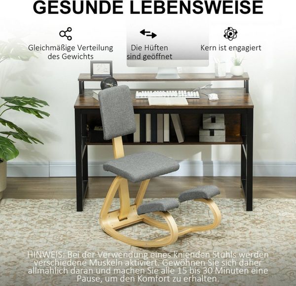 MC Star Stuhl Ergonomischer Kniestuhl, Kniehocker Gesundheitsstuhl für Zuhause (Büro, Meditation Grau)