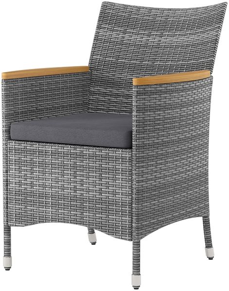 STEELSØN 'Fawaris' Polyrattan Sitzgruppe Outdoor 7-tlg, Gartenmöbel Set aus 6 Stühlen und Tisch inkl. Kissen, Akazienholz, grau-meliert, wetterfest für 4 Personen Bild 12