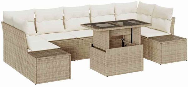 vidaXL Garten-Sofa-Set mit Kissen 8 pcs Beige und Creme 3357874 Bild 2