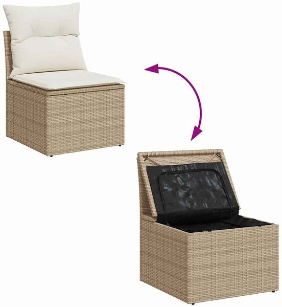 vidaXL Garten-Sofa-Set mit Kissen 8 pcs Beige und Creme 3357874 Bild 12