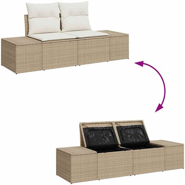 vidaXL Garten-Sofa-Set mit Kissen 8 pcs Beige und Creme 3357874 Bild 11