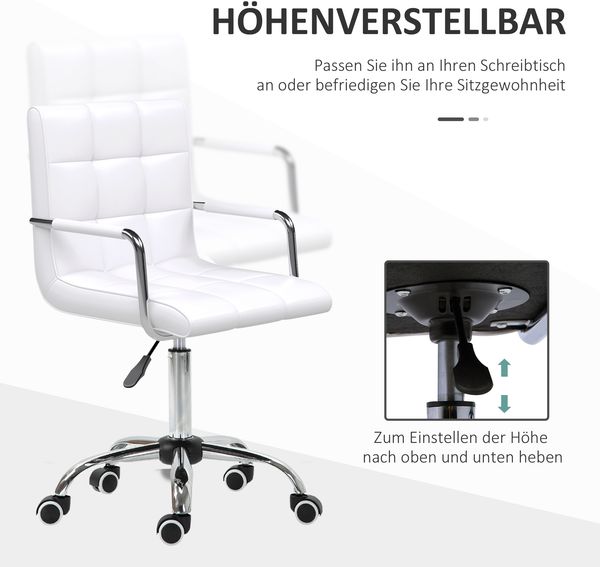 Bürostuhl H 99 x T 52.5 x B 54 cm aus Kunstleder (PVC), höhenverstellbar, Weiß, 1 St. Bild 5