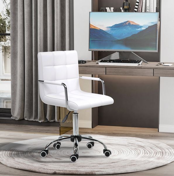 Bürostuhl H 99 x T 52.5 x B 54 cm aus Kunstleder (PVC), höhenverstellbar, Weiß, 1 St.