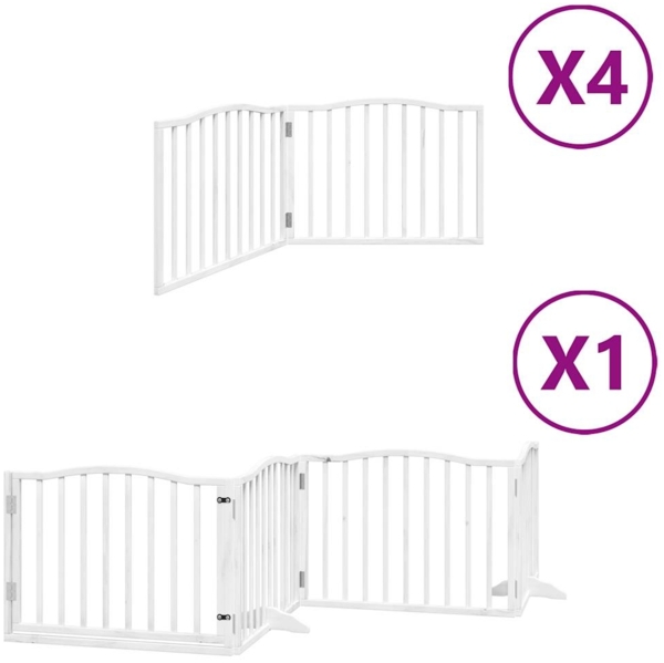 vidaXL 12-tlg. Hundetor mit Tür Faltbar Weiß 960 cm Pappelholz 3155620