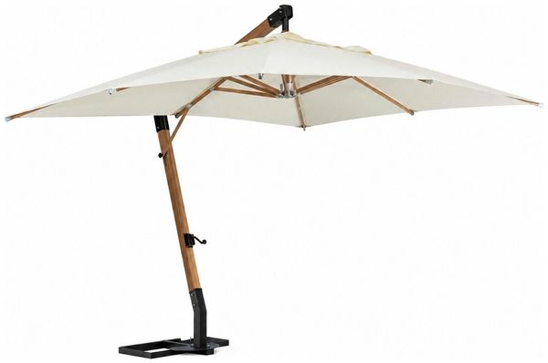 Ampelschirm Capua - Teakholz Natur, Polyester-Stoff Ecru, 3x4 m