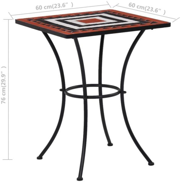vidaXL Mosaik-Bistrotisch Terrakottarot und Weiß 60 cm Keramik 46708 Bild 8