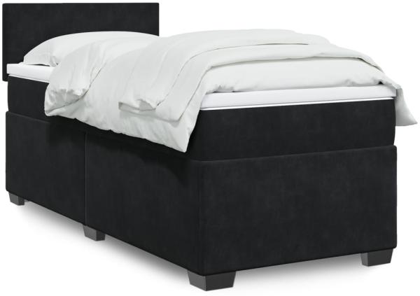 vidaXL Boxspringbett mit Matratze Schwarz 90x190 cm Samt 3288482