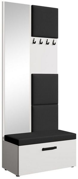 Beautysofa Garderobenschrank MARGARET III mit gepolsterten Paneelen, Spiegel und Kleiderhaken