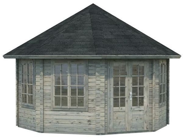Palmako Holz Pavillon Hanna, 14,1 m², grau tauchgrundiert