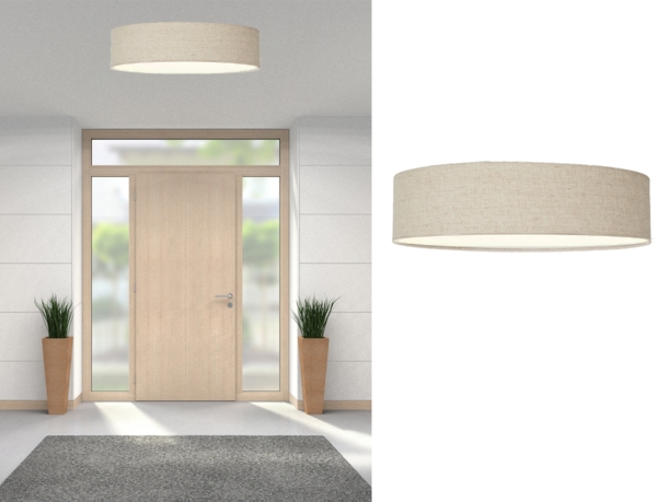Deckenlampe CEILING DREAM, Leinen Stoffschirm / Abdeckung satiniert, Ø 40cm