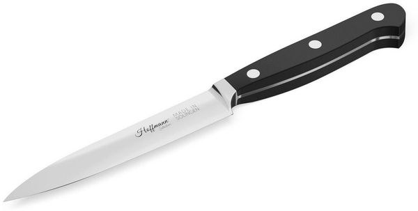 Hoffmann Germany Spickmesser Allzweckmesser handgeschmiedet Solingen 12 cm – rostfreier Stahl, X50CrMoV15, 58 HRC, Glatter Schliff, POM-Griff, Solingen