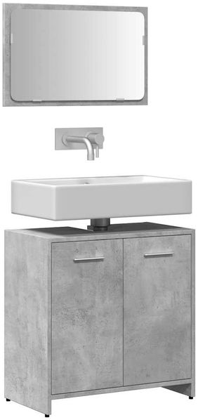 vidaXL Badschrank mit Spiegel Betongrau Holzwerkstoff 856041