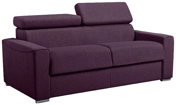Vente-unique - Schlafsofa 3-Sitzer - Liegefläche mit Lattenrost: 140 cm - Matratze: 22 cm mit Memory Schaum - Stoff - Violett - VIZIR Bild 3