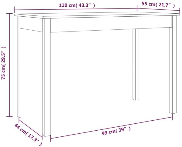 vidaXL Esstisch Wachsbraun 110x55x75 cm Massivholz Kiefer 844467 Bild 10