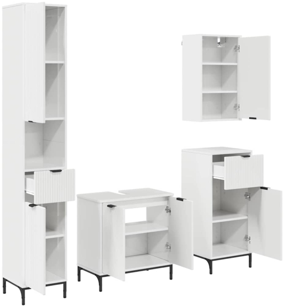 vidaXL Badezimmermöbel-Set Hochglanz Weiß Holzwerkstoff, Metall 3393117