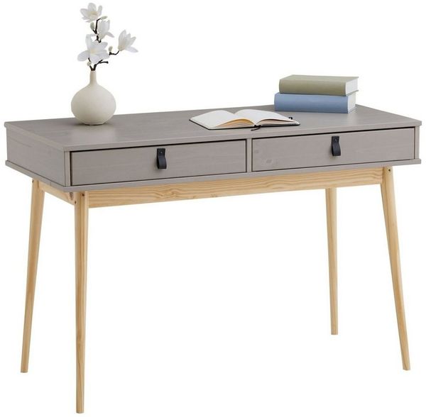 IDIMEX Schreibtisch WANDA, Bürotisch mit Schubladen Homeoffice Tisch aus massivholz grau/natur