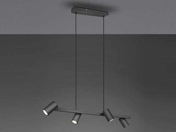 Balkenpendelleuchte MARLEY 4-flammig in Schwarz, Breite 80cm Bild 3