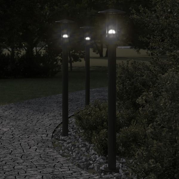 vidaXL Wegeleuchten 3 Stk. Schwarz 100 cm Edelstahl 4006356