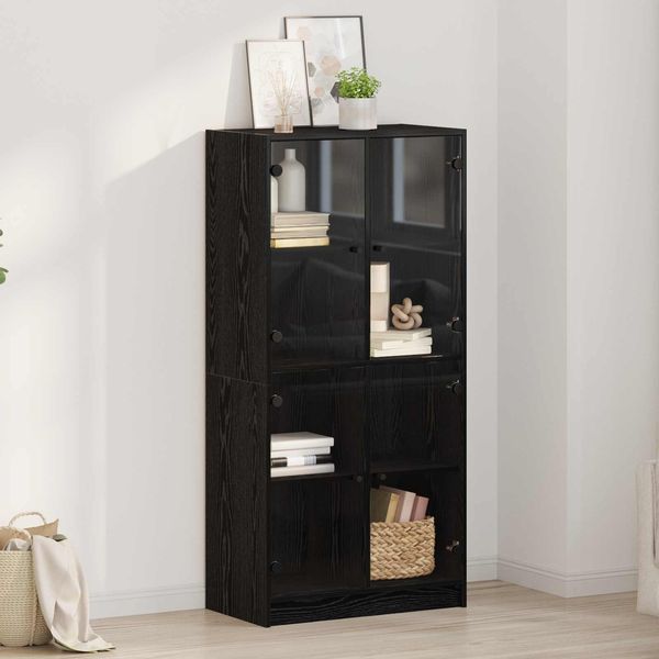 vidaXL Highboard Schwarz Eichen-Optik 68 x 37 x 142 cm Holzwerkstoff 3402631