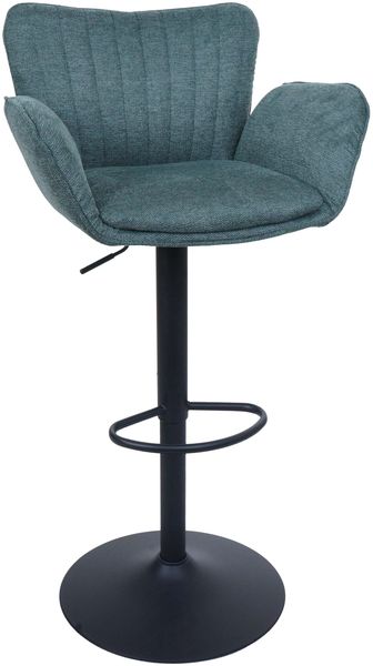 Barhocker HWC-M67, Drehstuhl Barstuhl, mit Armlehne Fußablage drehbar Stoff/Textil Eisen FSC® ~ grün Fuß schwarz