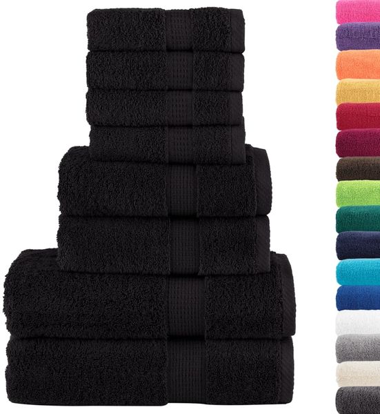 vidaXL 8 tlg. Premium-Handtuch-Set SOLUND Schwarz 600 g/m² 137548 Bild 2