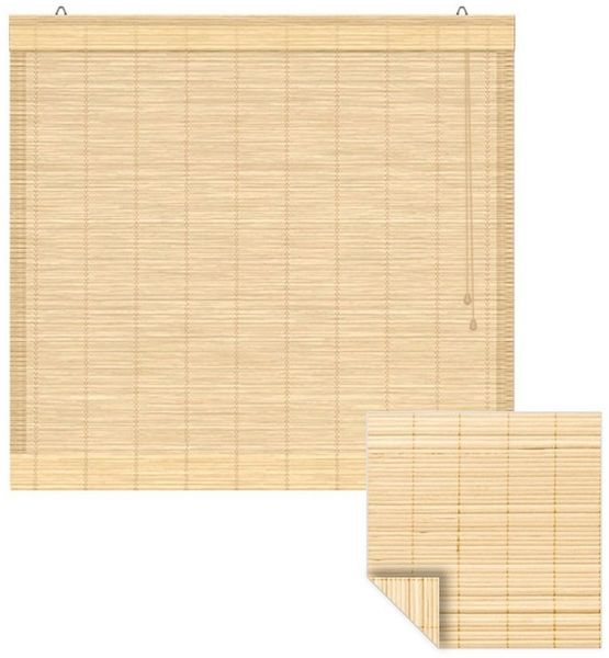 Victoria M. Raffrollo Bambus-Raffrollo, 40 x 130 cm, natur, mit Hakenaufhängung, ohne Bohren, freihängend, zum Schrauben, Bambus