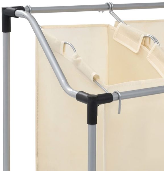 vidaXL Wäschekorb mit 3 Taschen Creme Stahl 282427 Bild 5