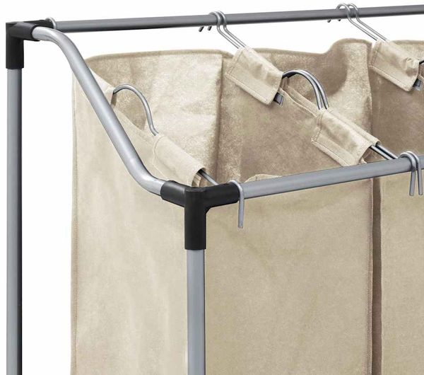 vidaXL Wäschekorb mit 3 Taschen Creme Stahl 282427 Bild 12