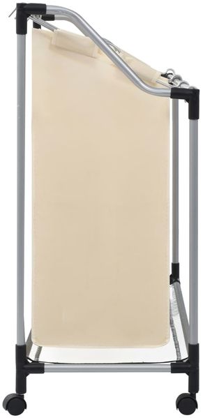 vidaXL Wäschekorb mit 3 Taschen Creme Stahl 282427 Bild 4