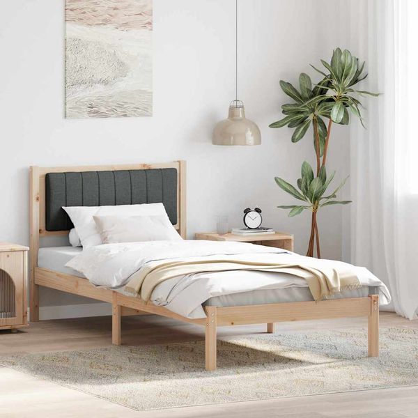 vidaXL Bettgestell mit gepolstertem Kopfteil Dunkelgrau 90 x 190 cm 878295