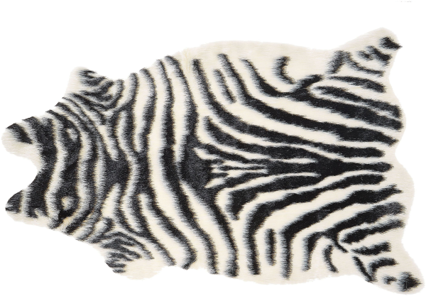 Kunstfell-Teppich Zebra schwarz / weiß 90 cm NAMBUNG