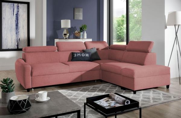 Ecksofa Schlafsofa Sofa ANTON in Stoff Esito Rosa Ottomane Rechts