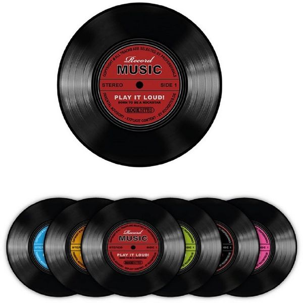 Rockbites - 6er Untersetzer Set für Gläser Bierdeckel Motiv wählbar Record - LP - Langspielplatte - 101193