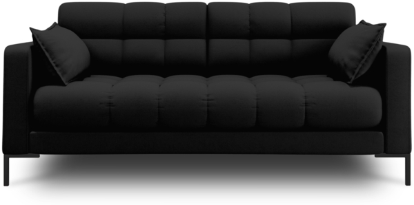 Micadoni Sofa Mamaia 2-Sitzer Strukturierter Stoff Schwarz Metall schwarz
