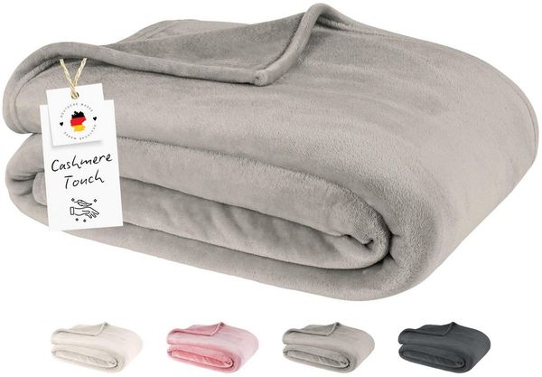 Wohndecke Kuscheldecke Flauschig Fleecedecke 150x200 180x220 Sofa Couch Decke, Carpe Sonno, Super Softe Sofadecke Überwurf Tagesdecke Beige Grau