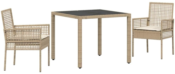 vidaXL Garten Essgruppe 3 pcs Beige Poly-Rattan 3334887