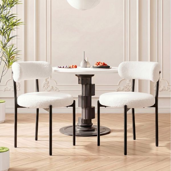 oyajia Esszimmerstuhl Polsterstuhl mit Metallgestell, Wohnzimmerstuhl, Küchenstuhl Runder (mit Rückenlehne), für Wohnzimmer, Esszimmer