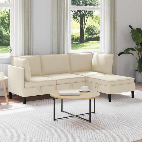 vidaXL Wohnzimmergarnitur 4 pcs Creme Stoff 3413780