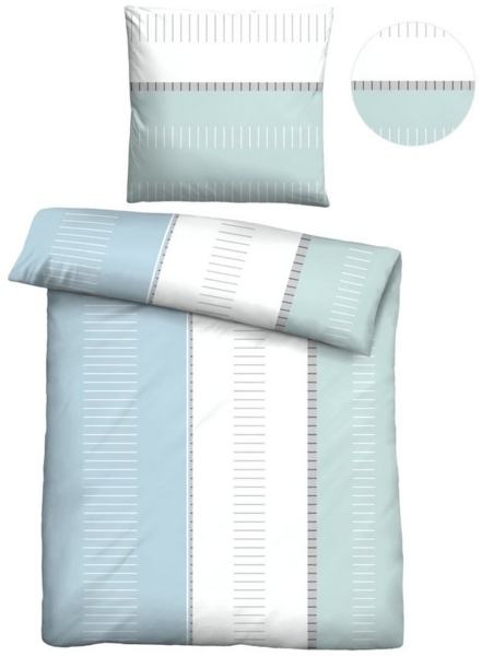 Traumhaft schlafen - Castell - Markenbettwäsche Baumwoll Renforce Bettwäsche 0040760 STRICHE, ciel, 1x 155x220 cm + 1x 80x80 cm